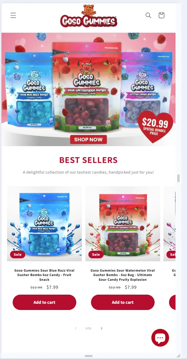 GosoGummies mobile Shopify homepage